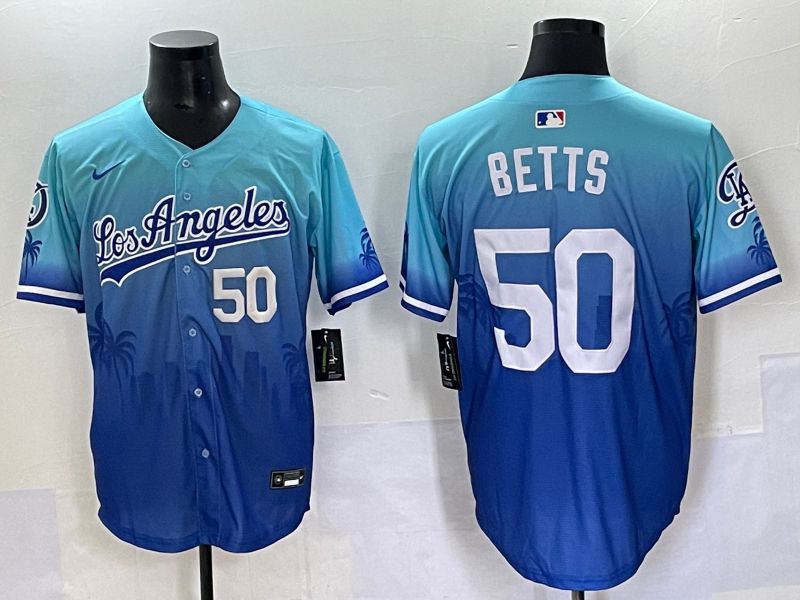 Men 2025 Los Angeles Dodgers #50 Betts Blue Nike MLB Jersey Daoqite style 4